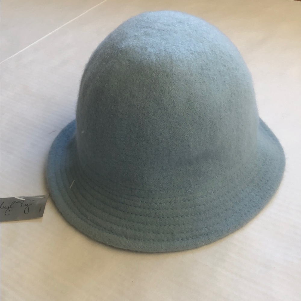 70s Light Blue Wool Bucket Hat w. Cheryl Tiegs Tag